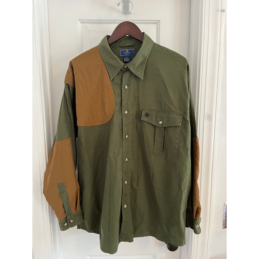 Beretta Shooting Shirt Olive Green Cotton Canvas Hunting Field Shirt